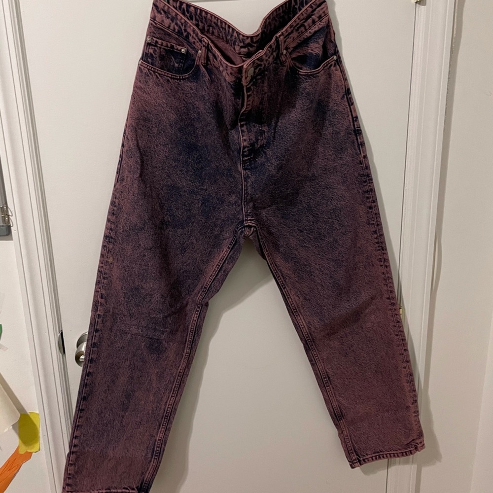 Pink/Purple Acid Wash High Waisted Jeans
